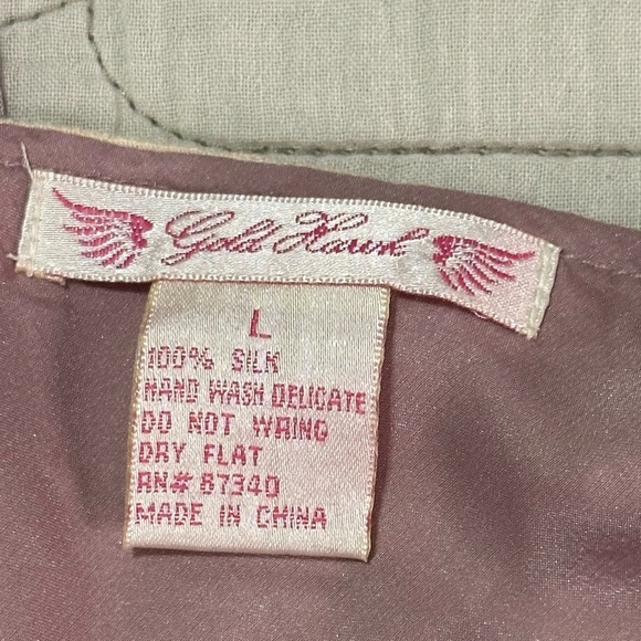 NEW Gold Hawk Silk Chemise Lace Cami Bow Detail Sz L Mauve Shadow - Picture 5 of 7